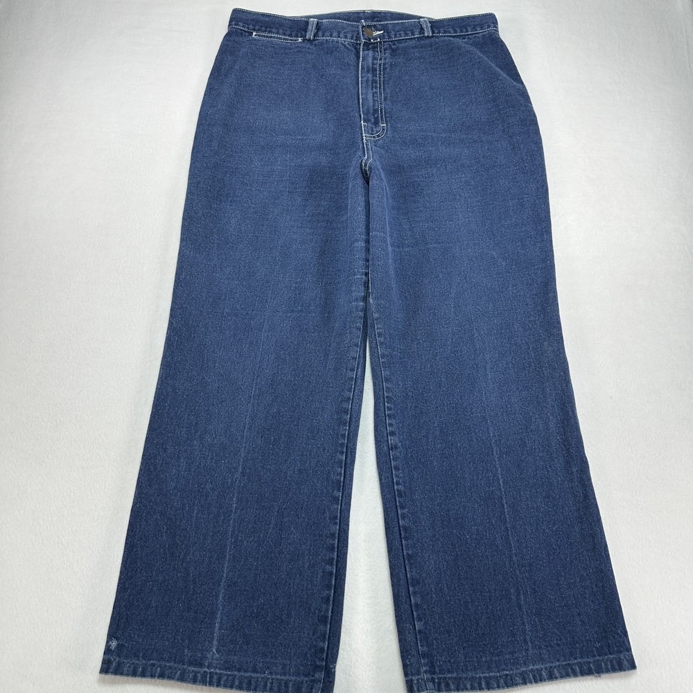Vintage Adorn Jeans Womens 34x27 Blue Wide Leg Denim Logo Pockets Skating Casual